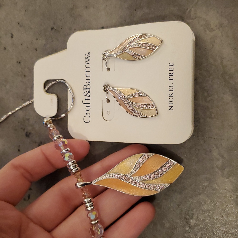 Croft & Barrow Gold and Silver Leaf Necklace Set